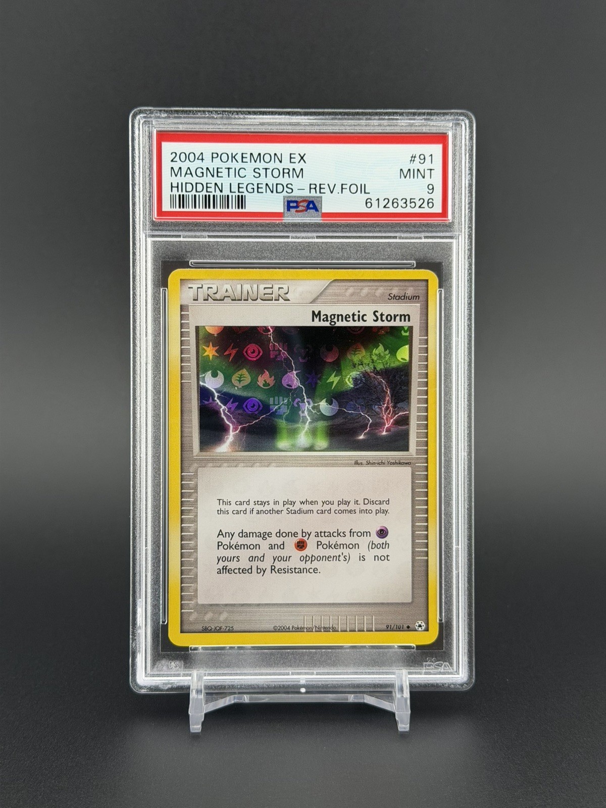 PSA 9 MINT Magnetic Storm 91/101 Reverse Holo EX Hidden Legends 2004 Pokemon