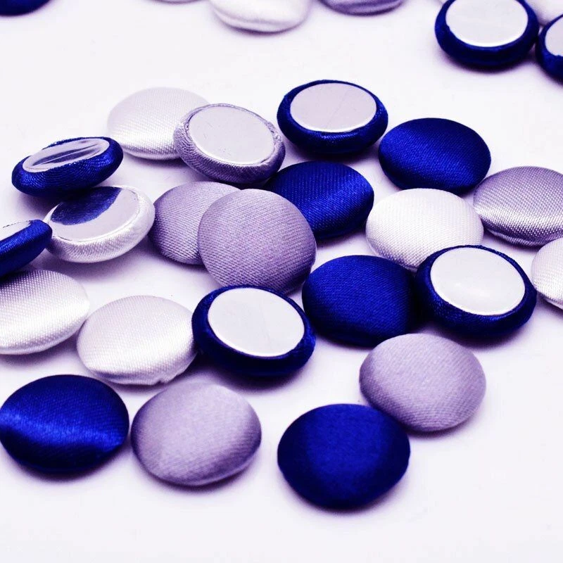 100pcs/lot Satin Fabric Covered Buttons 15mm Round Flat Backs Button Sewing Craf - Image 3 of 4