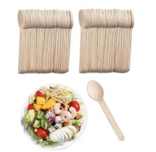 50/100 ECOWISE RECYCLEABLE Wooden Spoon TeaSpoon Kitchen Utensil Cutlery Tools