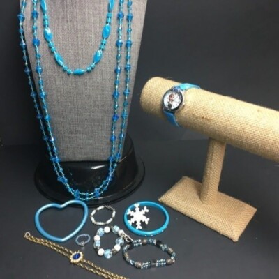 Frozen Elsa Jewelry Lot Watch Blue Snowflake Flower Heart Ring