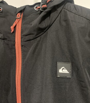 New Black Men's Quiksilver Zip-up Hooded Light Jacket W