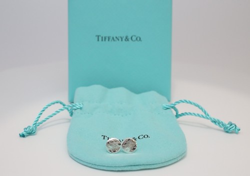 Tiffany & Co Silver Notes Round Wavy Circle Stud Earrings & Box - 第 1/3 張圖片