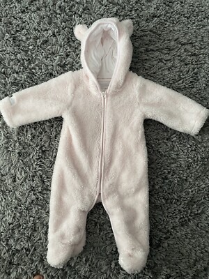 The Little White Company Baby Girl Pink Fleece Romper Snowsuit