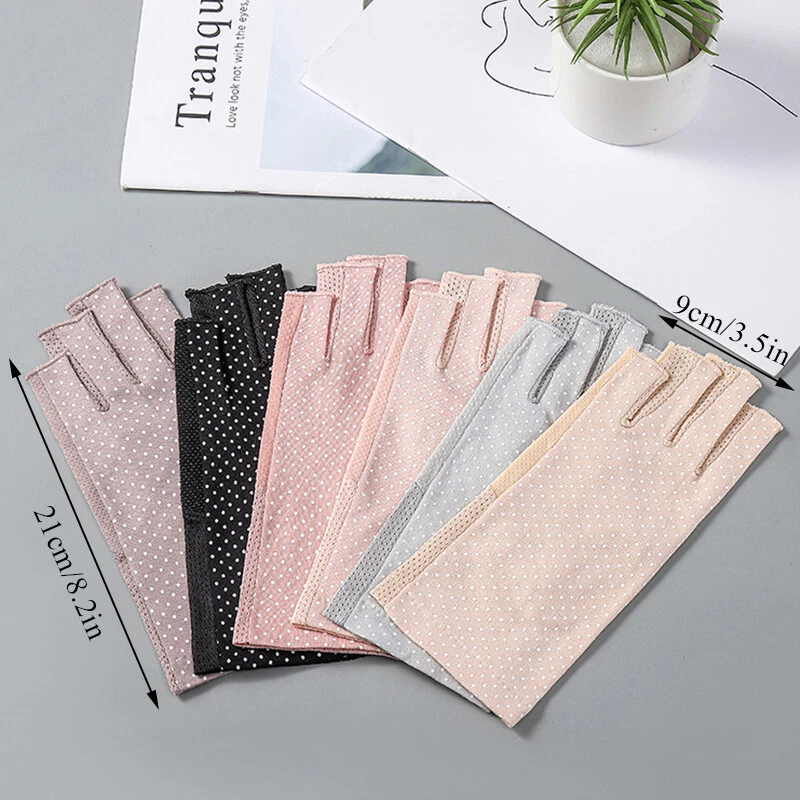Women Fingerless Sun Protection Gloves Half Finger Sunscreen Anti-UV Soft Gloves - Image 3 of 4