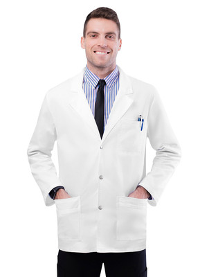 Adar Pop-Stretch Mens 31'' Snap Front Lab Coat Very Comfortable