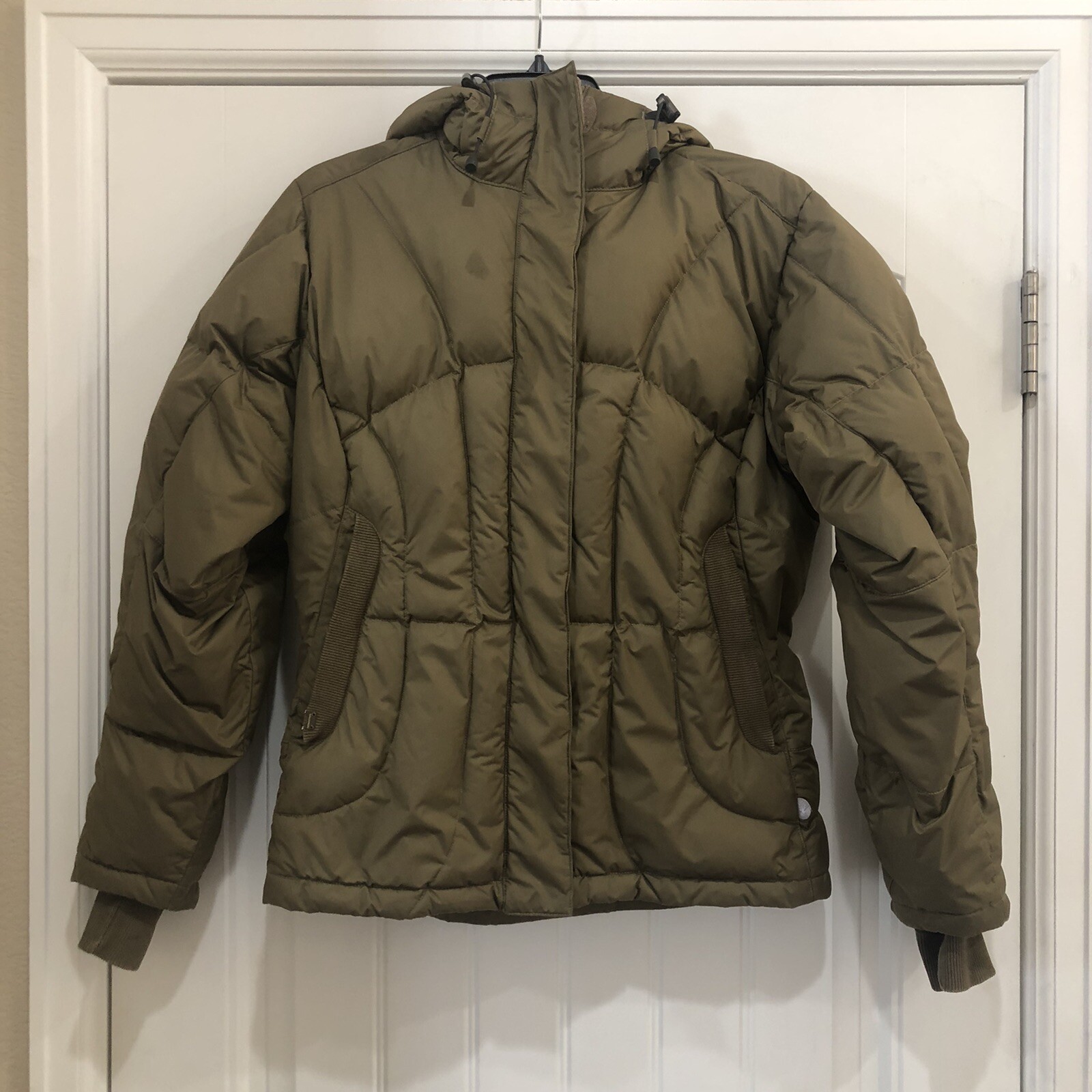 Cappotto campione Salomon donna beige medio con cappuccio