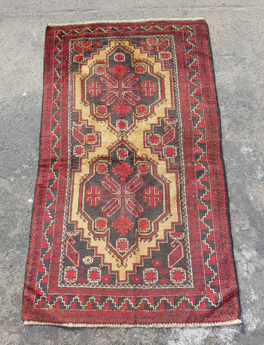 Vintage Hand Made Traditional Rug Oriental Wool Multicolor Carpet 152x90 cm