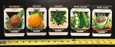 VINTAGE 5 DIFF. SEED PACKETS CARD SEED CO. FREDONIA, NY - GREAT COLOR!