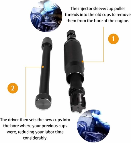 For Cat 3126B C7 C9 Caterpillar Injector Sleeve Cup Removal Tool & Installer Kit - Picture 13 of 21