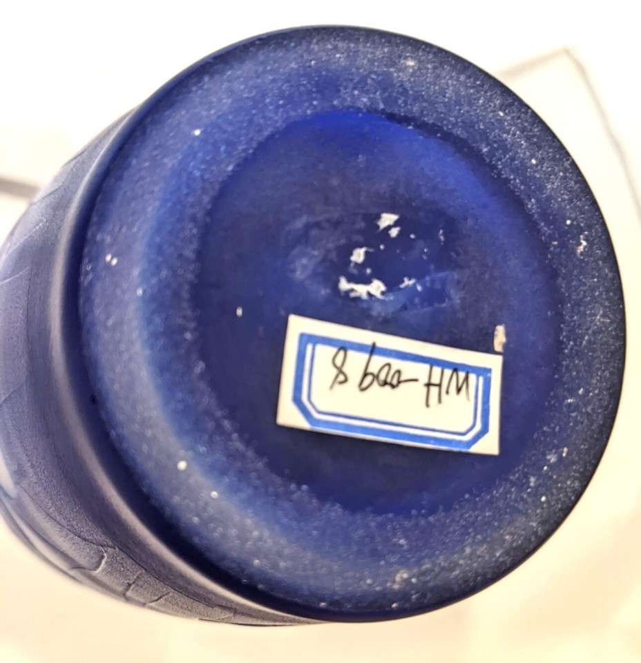 Vintage Galle Style Cameo Blue And White Frosted Glass Vase eBay