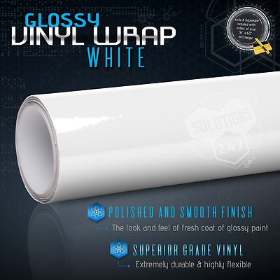 Pro Gloss WHITE Glossy Vinyl Wrap Film Sticker Decal Bubble Free Air Release