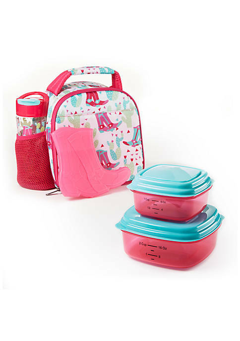 Insulated School Lunch Bag Containers Bottle Set, Western Bo
