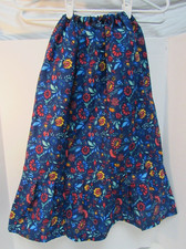 New Native American Seminole Women's Handmade Blue Flower Print Skirt XS