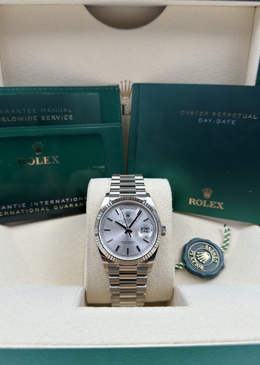 Rolex Day Date 36mm Silver Index Dial White Gold Bracelet Rolex Day Date 36mm Silver Index Dial White Gold Bracelet