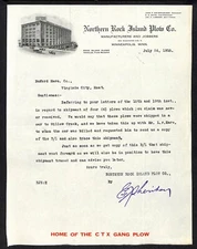 Northern Rock Island Plow Co. Minneapolis 1910 Letterhead Buford* re: Order