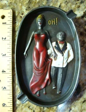 Vintage Ashtray Naughty  Double Sided Man Grabbing Lady's Butt slightly indecent