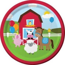 Farmhouse Fun 7 Inch Paper Plates 8 Pack Farm Birthday Party Decoration