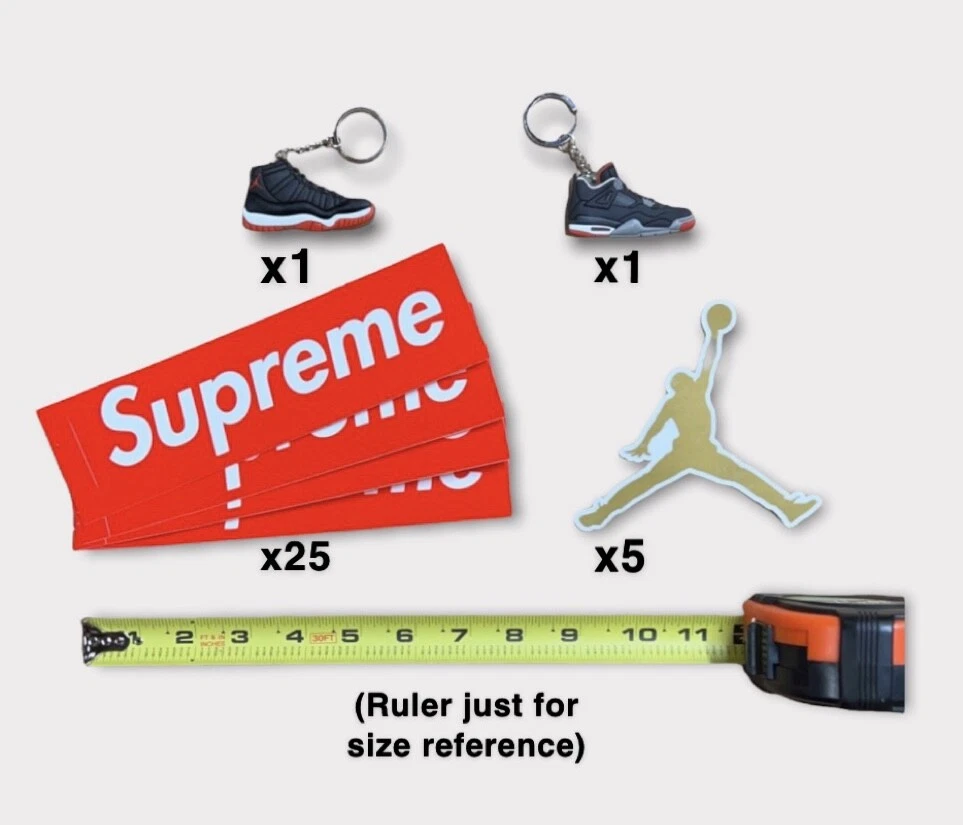 Lot d'autocollants rouge Supreme Bogo + autocollants et porte clés Jumpman