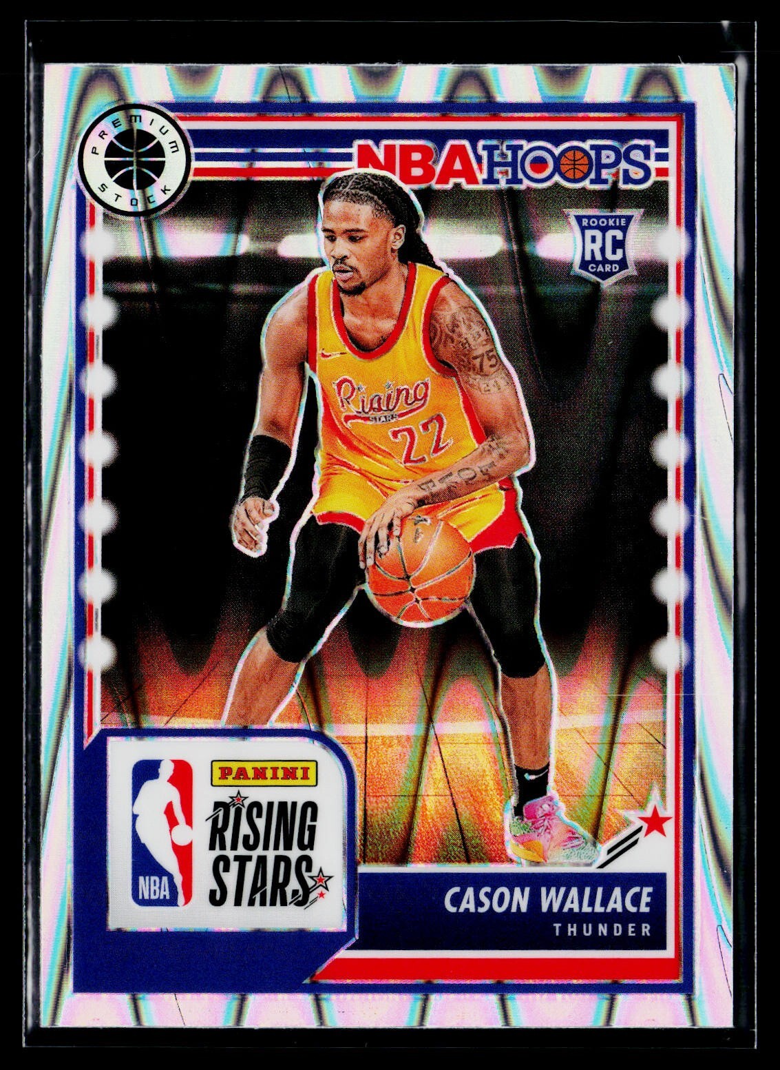 23-24  Hoops Premium Stock # 281 Cason Wallace RC Rising Stars Seismic + Base