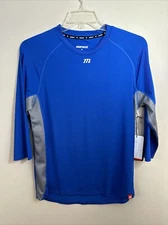 Marucci 3/4 Sleeve Performance Base Layer Shirt Mens Size Medium Blue & Gray New