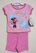 DISNEY GIRL 12MO MINNIE MOUSE SUMMER LIGHT UP TOP  SHORTS PINK NWT
