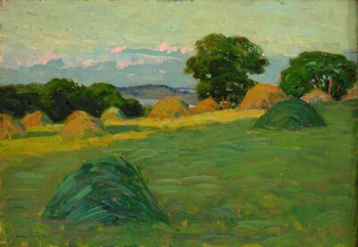 Haystacks by Arthur Wesley Dow 1896   American Tonalist Landscape Art