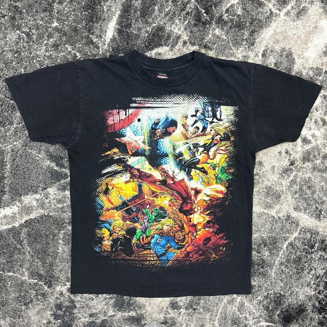Vintage Marvel Shirt Mens Medium Mad Engine Avengers Civil War Y2K Iron Man