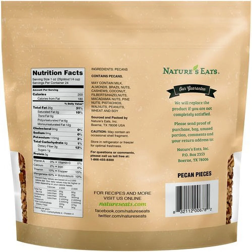 Nature's Eats Pecan Pieces 24 Ounce Convenient Resealable Pack Gluten Free - 第 2/7 張圖片