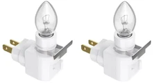 Lot of 2 White Plug In Night Light W/Bulb 4 Watt On/Off Switch W/ Rotating Base