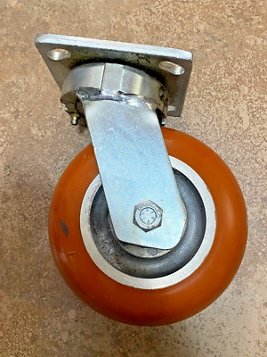 6''x2'' Swivel Caster with Grease/Zerk Point/MAX-Efficiency Orange Wheel