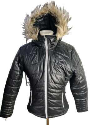 Dare2b Endow II Jacke Damen gesteppt Fellbesatz Kapuze Wandern Walk Ski Mantel UK 12