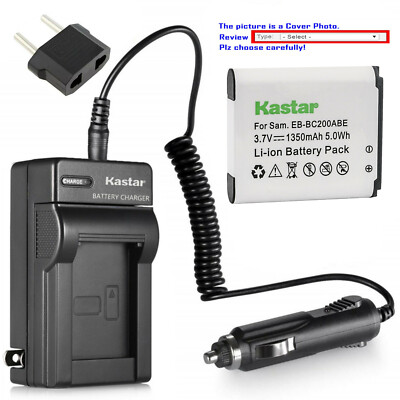 Kastar Battery AC Travel Charger for Samsung EB-BC200 & Samsung Gear 360 SM-C200