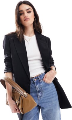 ASOS DESIGN new perfect long line shape blazer in black UK UK