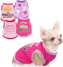 4 Pieces Chihuahua Clothes Cute Dog Clothes for Small Dogs Girl Puppy Shirt York