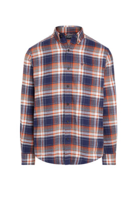 NWT Chaps Big Tall Mens 4XLT Flannel Shirt ORANGE Plaid New $60