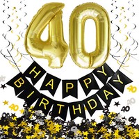 40. Geburtstag Deko Set - Folien Luftballons 40 DeckenhäNger Girlande Konfetti