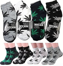 Lot 6-12 Pairs Mens Womens Leaf Weed Marijuana Cotton Ankle Casual Low Cut Socks