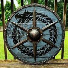 Shield Viking Wooden Medieval Round 24'' Battle Armor Heavy Norse Ready Warrior