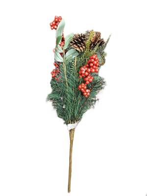 Christmas Berry & Pinecone Decorative Pick 21''