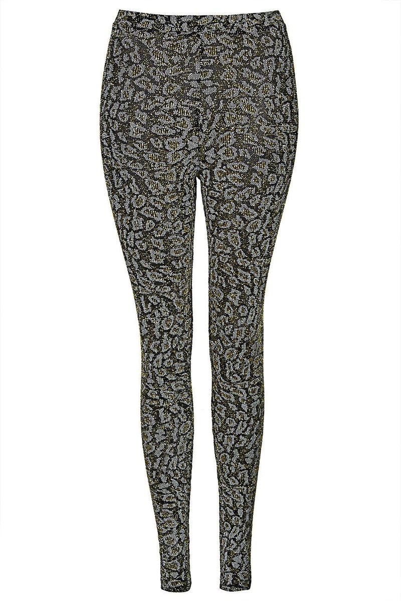 Topshop Leggings Animal Glitter Print SIZE UK6 EUR34 US2