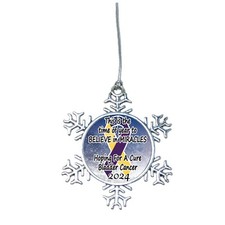 Bladder Cancer Awareness Believe 2024 Silver Snowflake Christmas Ornament Gift