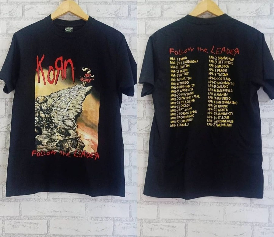 T-Shirt Kaos Band Metal Rock Merchandise KORN - Follow The Leader Tour
