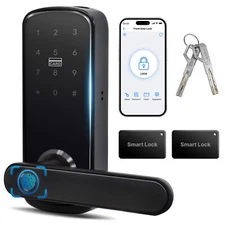 Smart Door Lock Fingerprint Smart Lock Keyless Entry Lock w/ Wi-Fi & App Control
