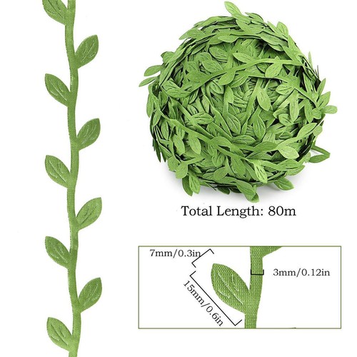 262 Fuß GRÜN Satin Olive Blatt Borte Band KÜNSTLICHE RANKEN GIRLANDE Party Zubehör - Bild 11 von 12