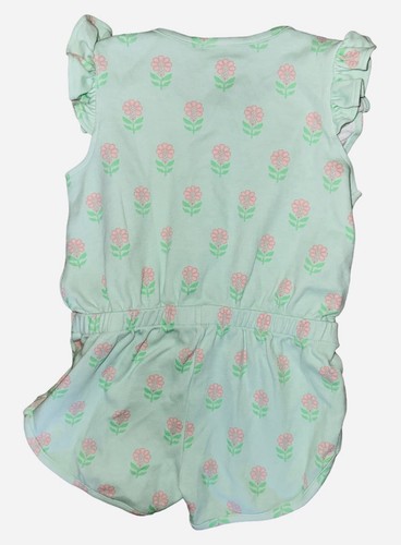 The Beaufort Bonnet Company Girls 5 Flowers Friends Shorts Romper Floral Mint - Picture 2 of 5