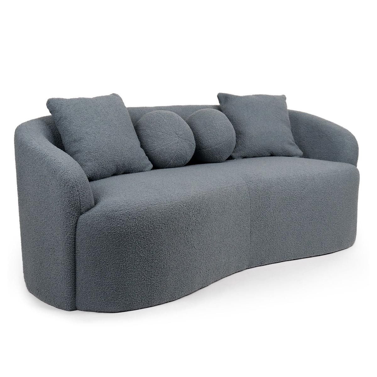Canapé 3 places Brett en bouclette grise au design épuré 178cm