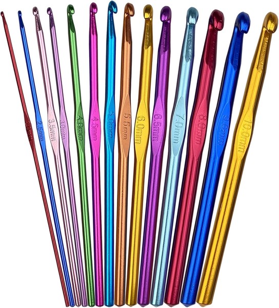 Fousenuk 14 StüCk HäKelnadel Set, Crochet Hooks Stricknadeln Aus Bunt Aluminium-image