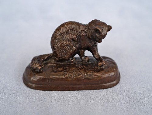Emmanuel FREMIET (1824-1910) Chat Jouant Sculpture Animalière Bronze Signé - Bild 2 von 9