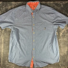 Disney Parks Authentic Original Short Sleeve Button Up 100% Cotton Shirt Mens L