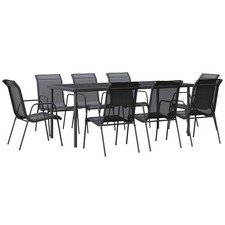 Image of Garden Dining Set Outdoor Dining Set Chair Black Steel and Textilene vidaXL